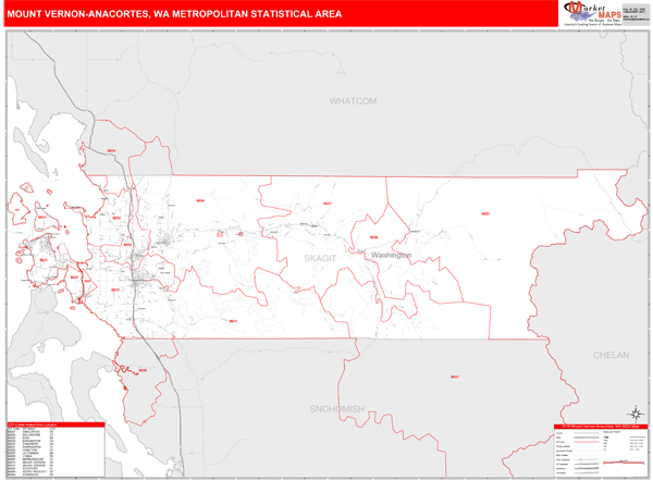 Mount Vernon-Anacortes Metro Area Map Book Red Line Style